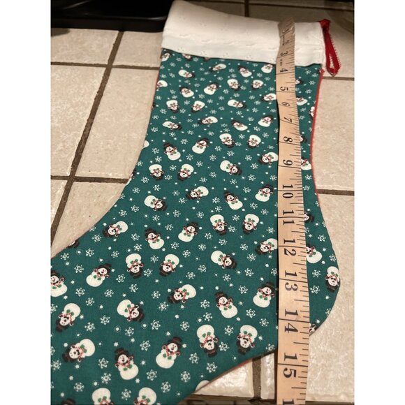 Set Of 3 Vintage Handmade Christmas Stockings With Snowman & Floral Prints 16" - Picture 13 of 15